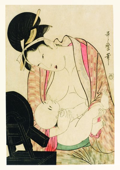 Mother Nursing Her Child Before a Mirror Stand by Unbekannt Unbekannt